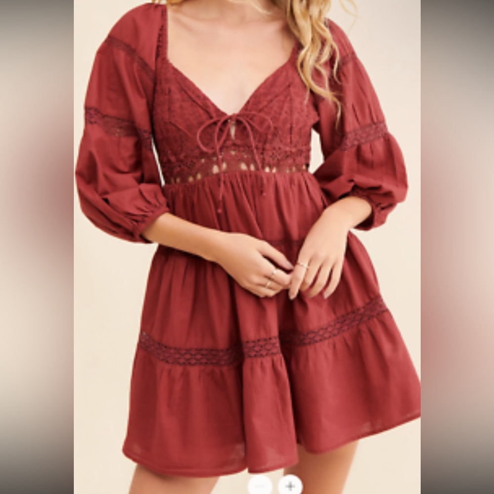 Free People Burgundy Lace Dress